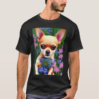 Adorable Fawn Chihuahua Playing in Flowers