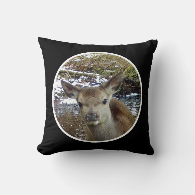 Adorable Fawn Woodland Baby Red Deer Soft Cushion (Front)
