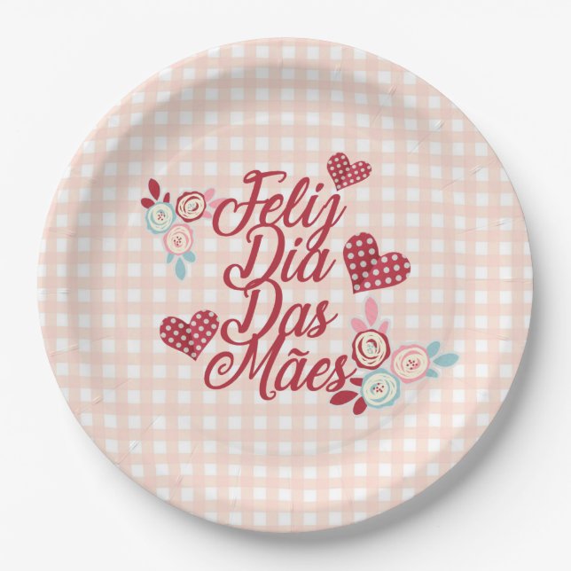 Adorable Feliz Dia Das Mães | Paper Plate (Front)