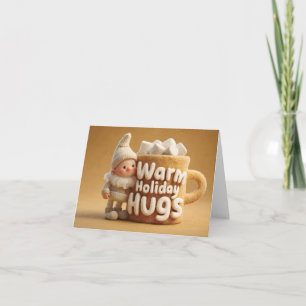 Adorable Felt Gnome with Marshmallow Mug Holiday Card