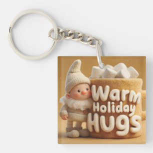 Adorable Felt Gnome with Marshmallow Mug  Key Ring