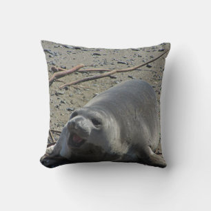 Adorable Female Elephant Seal Relaxes On Beach Cushion