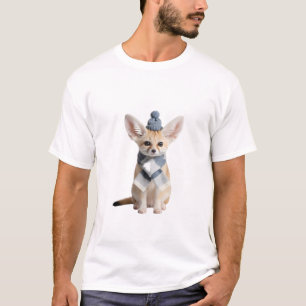 Adorable Fennec Fox wearing a Beanie and Scarf T-Shirt