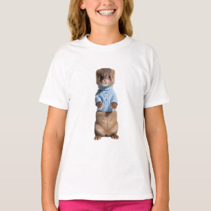 Adorable Ferret Wearing Blue Sweater Kids