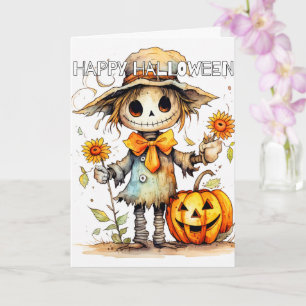 Adorable Festive Cute Scarecrow Card