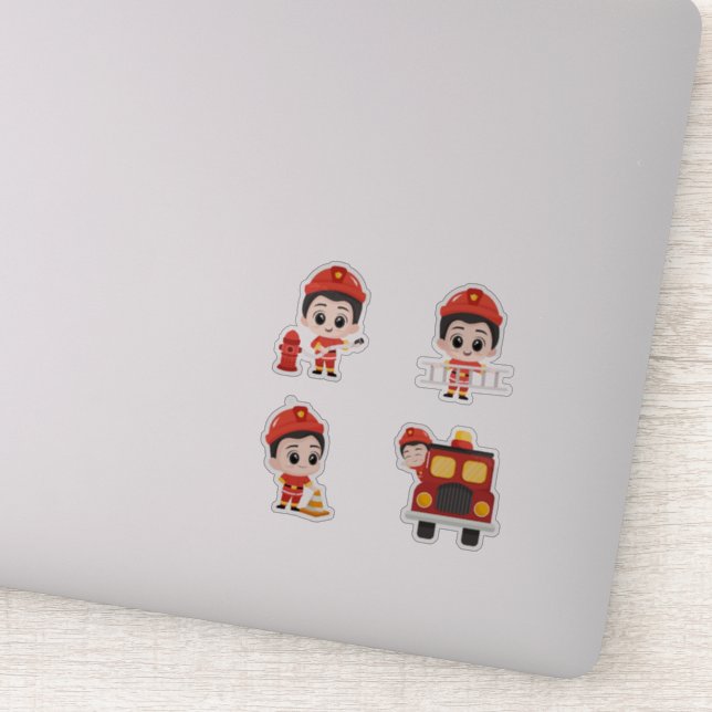 Adorable Firefighter Sticker Set for Kids (Detail)