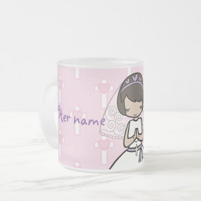 Adorable First Holy Communion little girl name mug (Front Left)