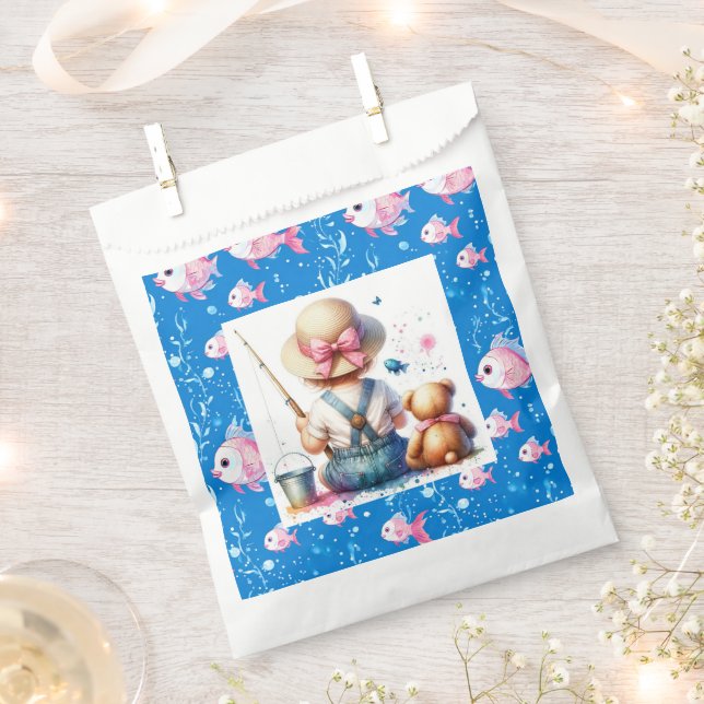 Adorable Fishing Themed Girl's Baby Shower  Favour Bags (Clipped)