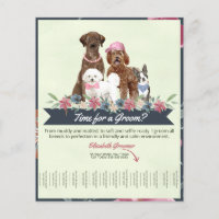 Adorable Floral and Green Dog Groomer Tear Sheet