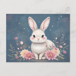 Adorable Floral Bunny Easter Holiday Postcard