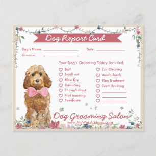 Adorable Floral Cockapoo Dog Grooming Report Card