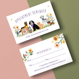 Adorable Floral Dog & Cat Pet Care Services White Appointment Card