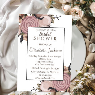 Adorable Floral, Glitter Bridal Shower Invitation