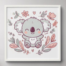Adorable Floral Koala Design for Nature and Animal