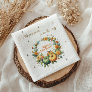 Adorable Floral Wreath Little Pumpkin Baby Shower Napkin