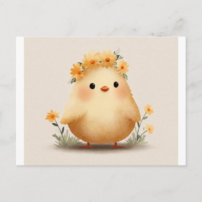 Adorable Flower Crown Chick Postcard (Front)