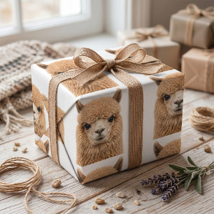 Adorable Fluffy Alpaca Animal Wrapping Paper