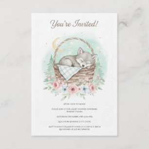 Adorable, fluffy baby wolf Baby Shower Invitation