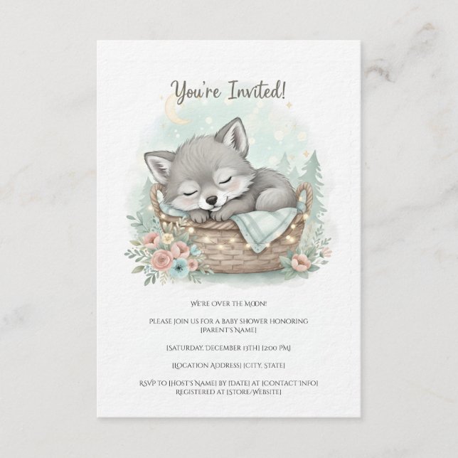 Adorable, fluffy baby wolf  Baby Shower  Invitation (Front)