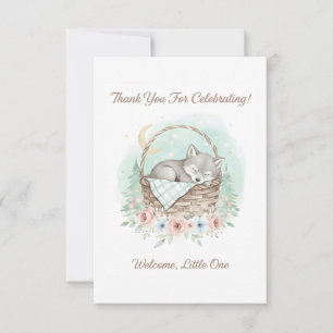 Adorable,fluffy baby wolf Baby Shower Thank You Card