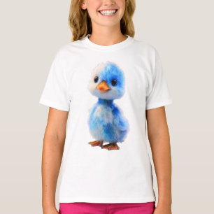 Adorable Fluffy Blue Marbled Duckling Kids T-Shirt