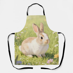 Adorable Fluffy Bunny Wildflower Meadow Apron