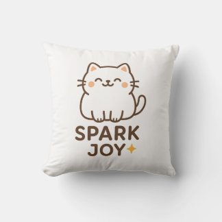“Adorable Fluffy Cat Decorative Pillow – Spark Joy