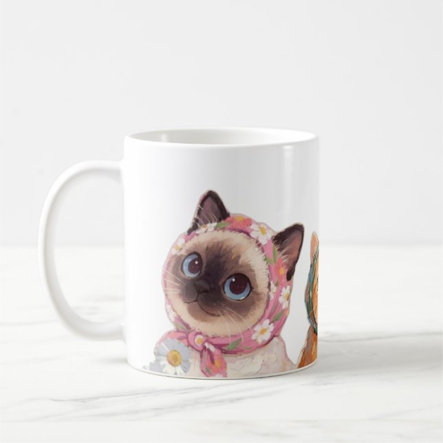 Adorable Fluffy Cat Lover Coffee Mug (Left)