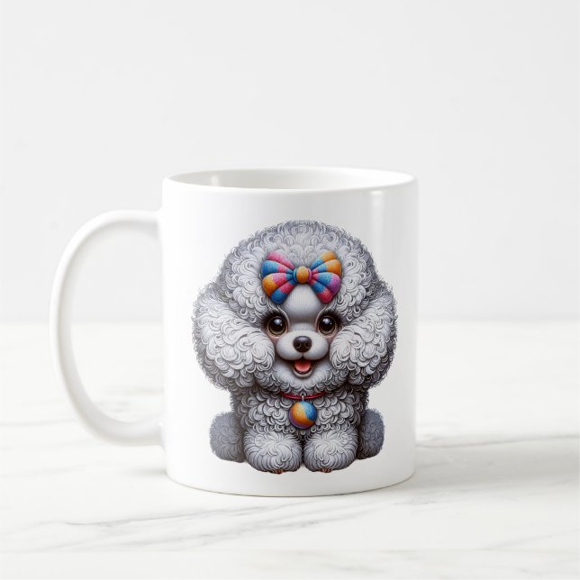 Adorable Fluffy Dog Art Coffee Mug (Left)