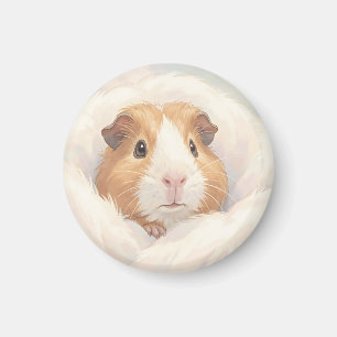 Adorable Fluffy Guinea Pig Portrait Magnet
