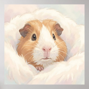 Adorable Fluffy Guinea Pig Portrait Poster