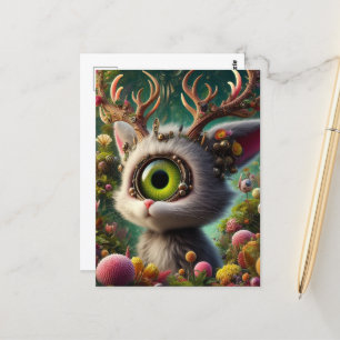 Adorable Fluffy Jackalope Postcard