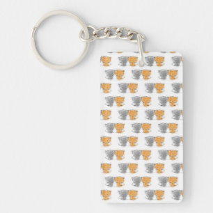 Adorable Fluffy Kittens Illustration Cat Art Key Ring