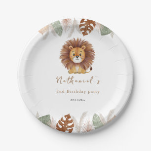 Adorable Fluffy Lion Birthday Paper Plate