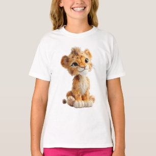 Adorable Fluffy Lion Cub Illustration Kids T-Shirt