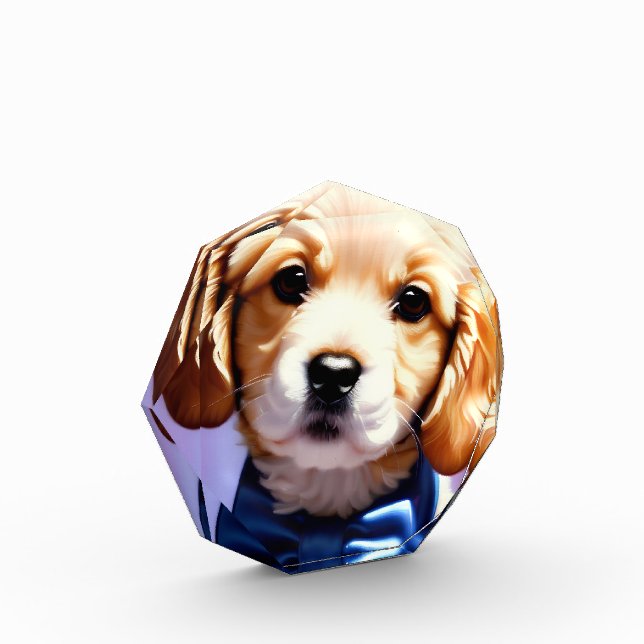 Adorable Fluffy Puppy w Cute Blue Bow Tie  Photo Block (Left)