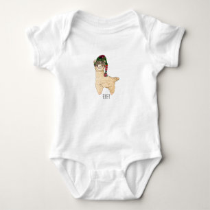 Adorable Fluffy Smiling Llama Baby Bodysuit