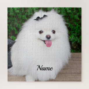 Adorable Fluffy White Puppy Dog Jigsaw Puzzle