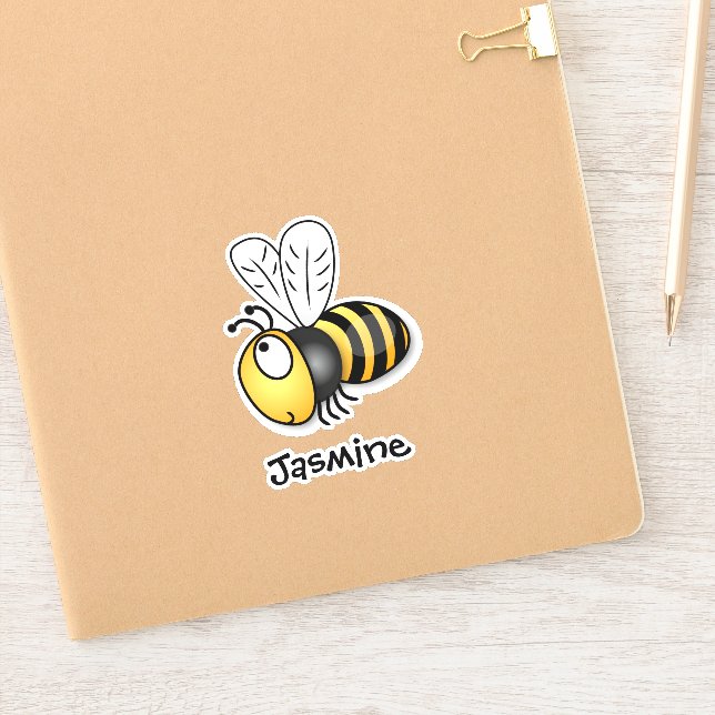 Adorable flying bee yellow cartoon illustration (Notebook)