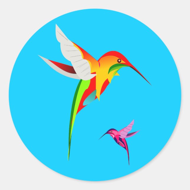 Adorable Flying Hummingbirds Classic Round Sticker (Front)