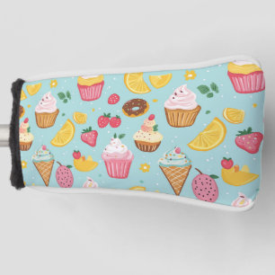 Adorable Food Items Illustration Pattern Golf Head Cover