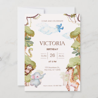 Adorable Forest Animal Birthday Invitation