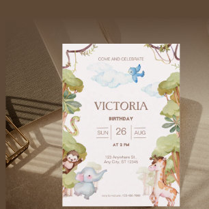 Adorable Forest Animal Birthday Invitation