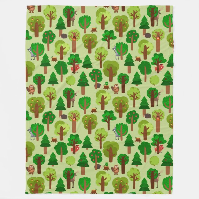 Adorable Forest Animals Fleece Blanket (Front)