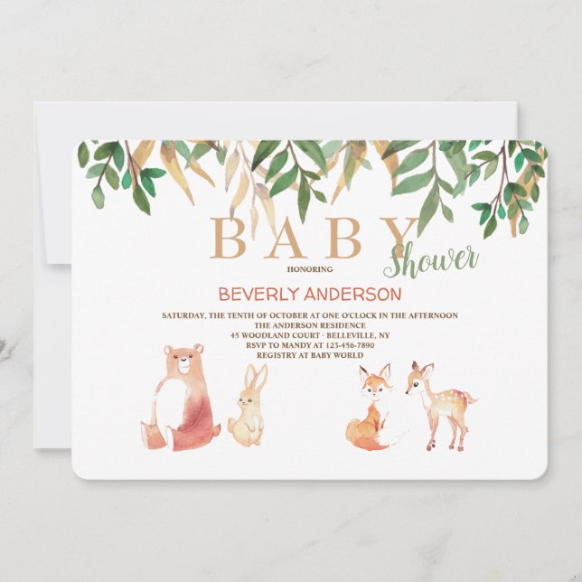 Adorable Forest Animals Invitation (Front)