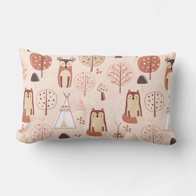 Adorable Forest Animals Lumbar Cushion (Front)