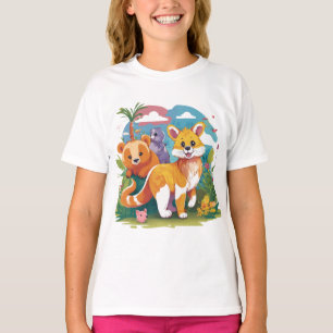 Adorable Forest Friends Cartoon Animal Illustratio T-Shirt