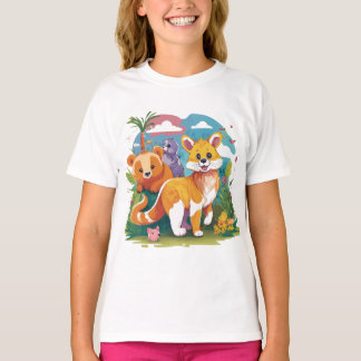 Adorable Forest Friends Cartoon Animal Illustratio T-Shirt