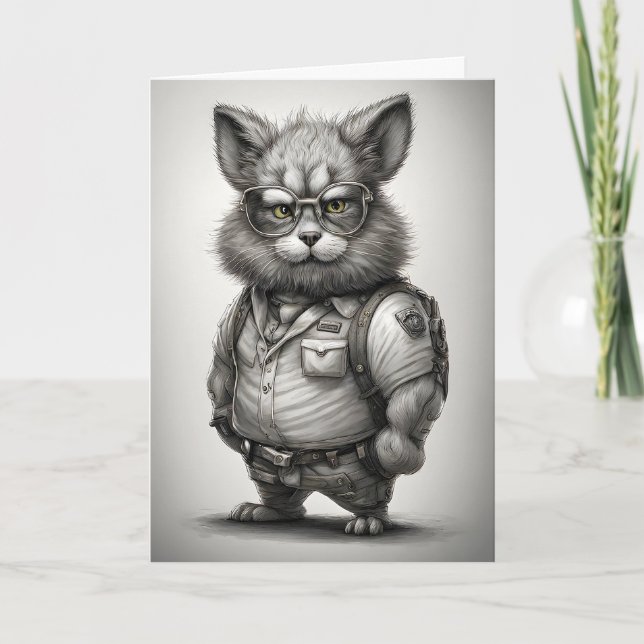 Adorable Forest Ranger Bunny Rabbit Glasses Card (Front)