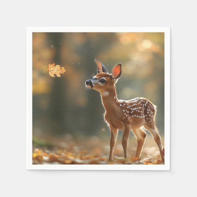 Adorable Fowl Watching a Falling Leaf in a Serene  Napkin (Front)